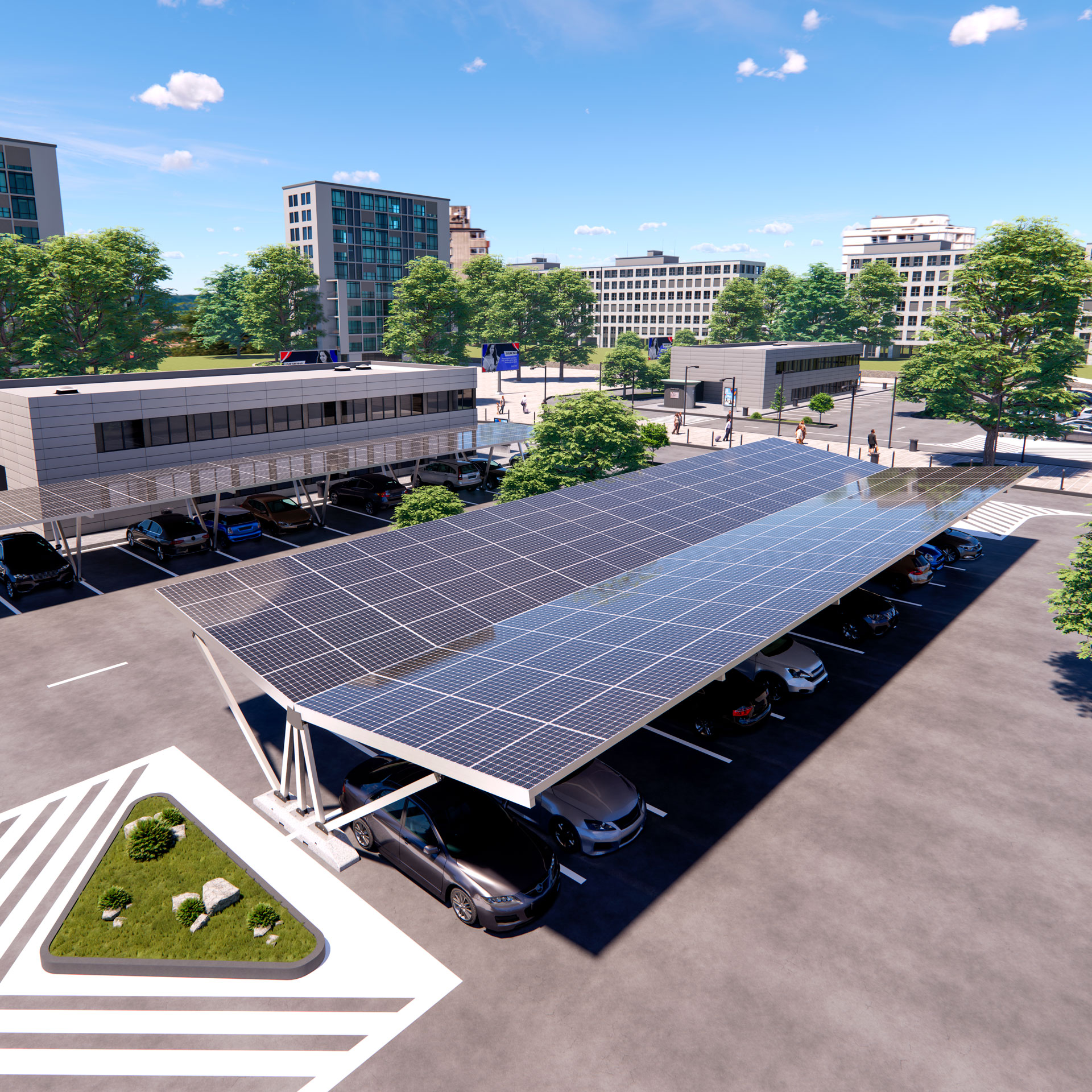 Parcheggio con impianto fotovoltaico